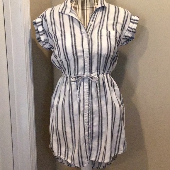 Japna Dresses & Skirts - Japna Striped Cotton Button Up Tunic Dress Size Medium
